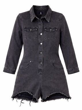 Insane Gene Denim Romper Black Wash Medium Coastal Cowgirl Grunge Streetwear